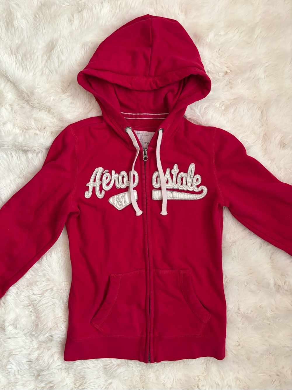 Aeropostale Girls' Bright Red Hooded Zip Jacket